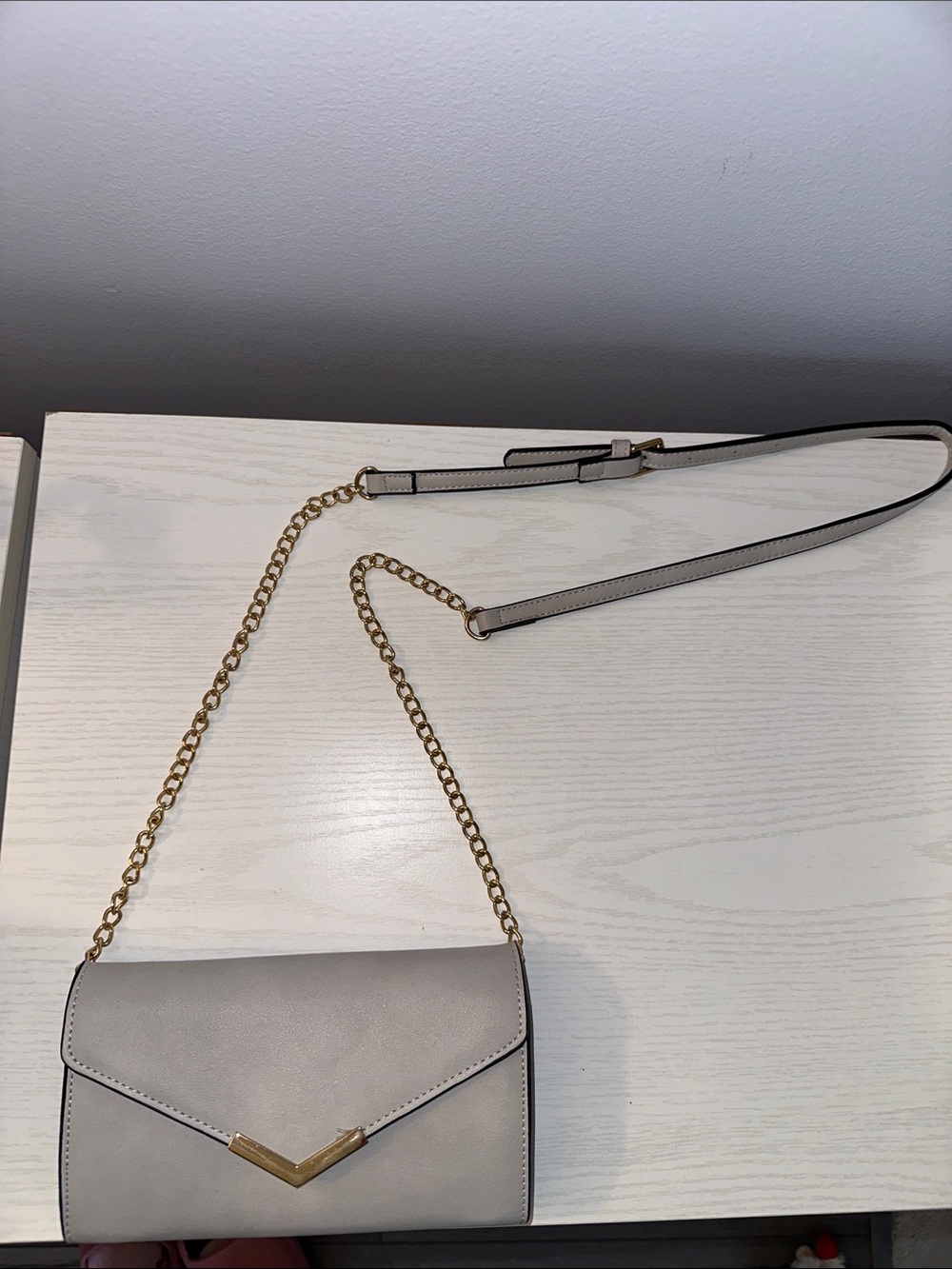 Baby blue Crossbody Bag with Gold Chain Accent